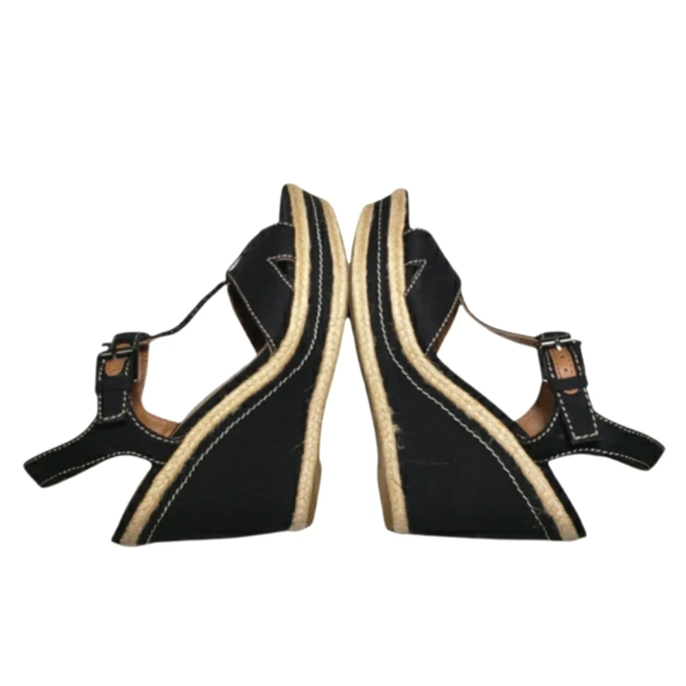 Franco Sarto Allison Black Espadrille Wedge Sandals Women's Size 8.5